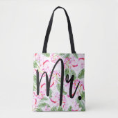 Pink Green Tropical Oasis Botanical GROOM / MR. Tote Bag (Voorkant)