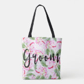 Pink Green Tropical Oasis Botanical GROOM / MR. Tote Bag (Achterkant)