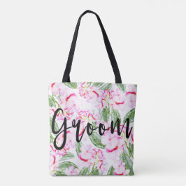 Pink Green Tropical Oasis Botanical GROOM / MR. Tote Bag