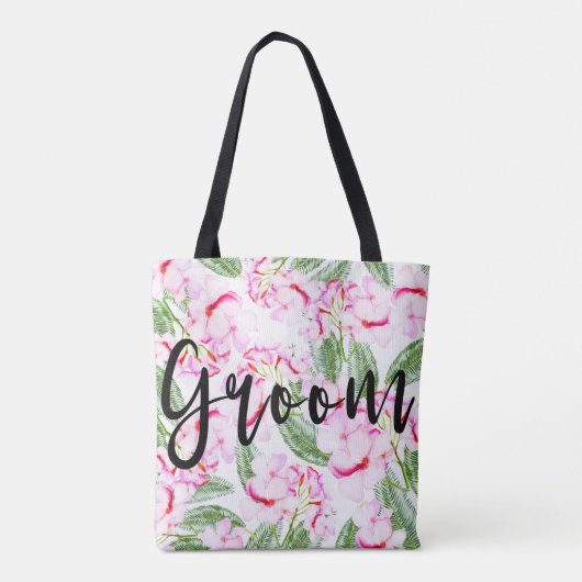 Pink Green Tropical Oasis Botanical GROOM / MR. Tote Bag (Achterkant)