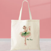 Pink & Green Tutu Ballet Girl with Slippers  Tote Bag