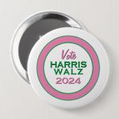 Pink Green Vote HARRIS WALZ 2024 Grote campagne Ronde Button 4,0 Cm (Voorkant /achterkant)