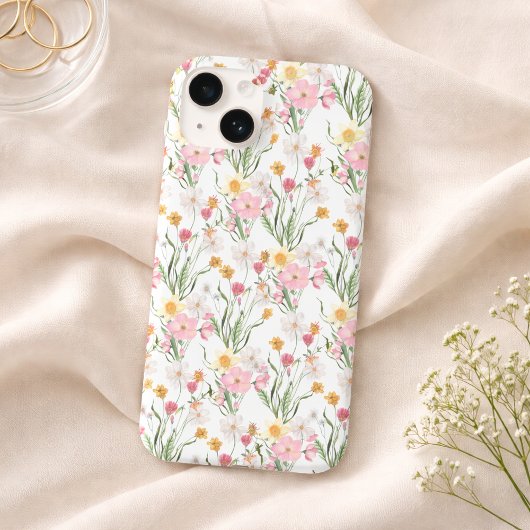 Pink Green Watercolor Wildflower Case-Mate iPhone Case