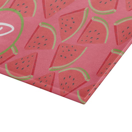 Pink &Green Watermelon Monogram Snijplank (Hoek)