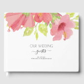 Pink & Green Waterverf Floral Wedding Gastenboek (Voorkant)