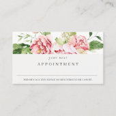 Pink Green Waterverf Peony Floral Benoeming Visitekaartje (Voorkant)