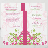 Pink Green White Abstract Floral Wedding Programme (Voorkant / Achterkant)