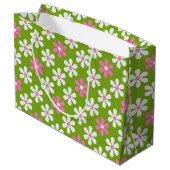 PINK GREEN WHITE DAISY FLOWERS GROOT CADEAUZAKJE (Achterkant Gekanteld)