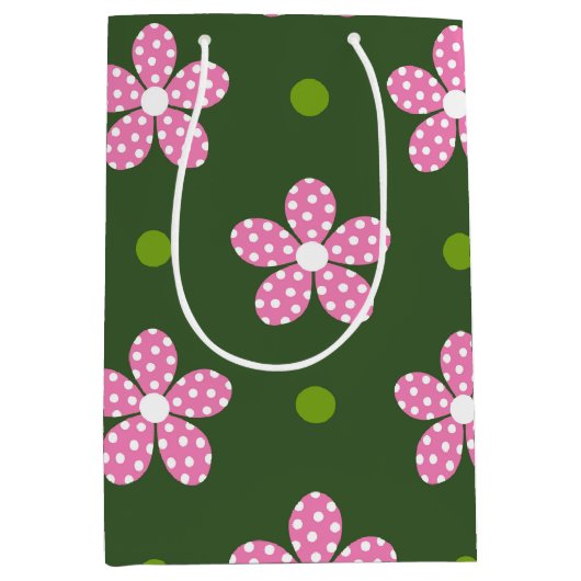 PINK GREEN WHITE DAISY FLOWERS MEDIUM CADEAUZAKJE (Voorkant)