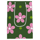 PINK GREEN WHITE DAISY FLOWERS MEDIUM CADEAUZAKJE (Achterkant)