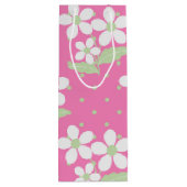 PINK GREEN WHITE DAISY FLOWERS WIJN CADEAUTAS (Achterkant)