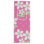 PINK GREEN WHITE DAISY FLOWERS WIJN CADEAUTAS (Voorkant)