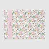 Pink Green Wildflower Watercolor Tissuepapier (Voorkant)