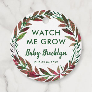 Pink Greenery Watch Me Grow Baby shower Bedankjes Labels