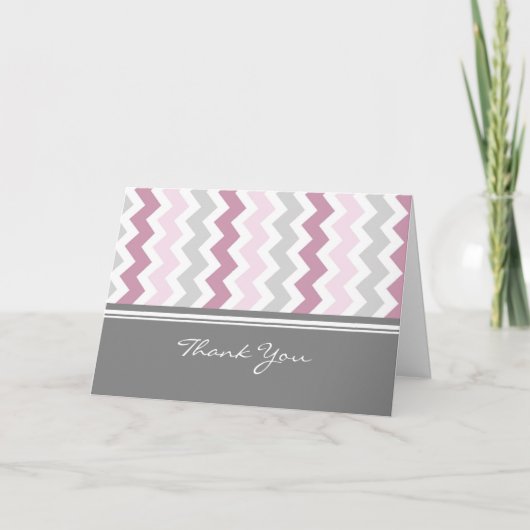 Pink Grey Baby shower Hostess Dank u Bedankkaart (Voorkant)