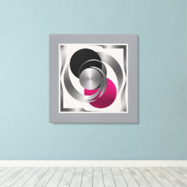 Pink Grey Black Circle Abstract Canvas Afdruk