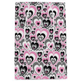 Pink Grey Black Hearts Pattern. Gift Bag Medium Cadeauzakje (Voorkant)
