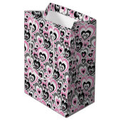 Pink Grey Black Hearts Pattern. Gift Bag Medium Cadeauzakje (Achterkant Gekanteld)