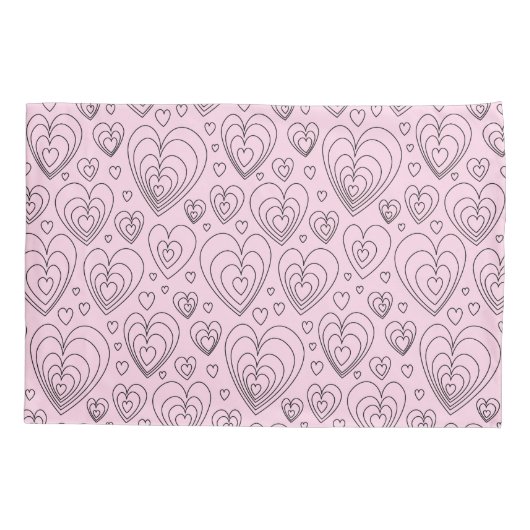Pink Grey Black Hearts Pattern. Kussensloop (Achterkant)