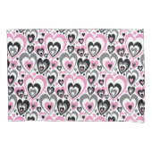 Pink Grey Black Hearts Pattern. Kussensloop (Voorkant)