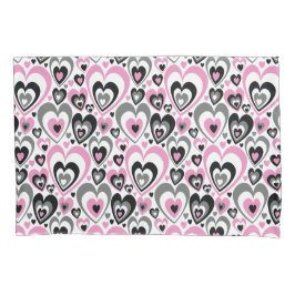 Pink Grey Black Hearts Pattern. Kussensloop