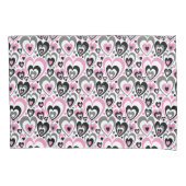 Pink Grey Black Hearts Pattern. Kussensloop (Voorkant)