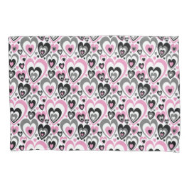 Pink Grey Black Hearts Pattern. Kussensloop