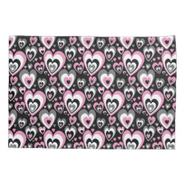 Pink Grey Black Hearts Pattern. Kussensloop