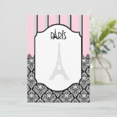 Pink, grey, black, stripe, chandelier  aankondiging (Staand voorkant)