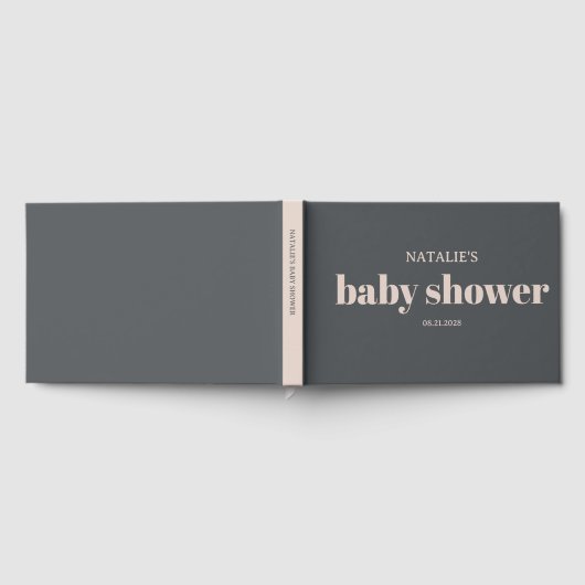 Pink Grey Boho Typografie Baby shower Gastenboek (Volledig)