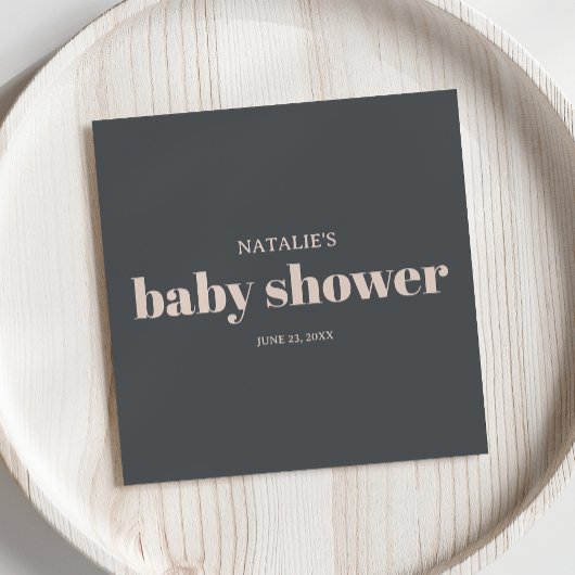 Pink Grey Boho Typografie Baby shower Servet