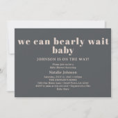 Pink Grey Boho Typografie Bearly Wait Baby shower Kaart (Voorkant)