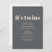 Pink Grey Boho Typography Twins Baby shower Kaart (Voorkant)