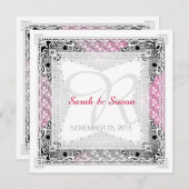 Pink Grey Bokeh Tribal Wedding Invitations Kaart (Voorkant / Achterkant)