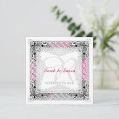 Pink Grey Bokeh Tribal Wedding Invitations Kaart (Staand voorkant)
