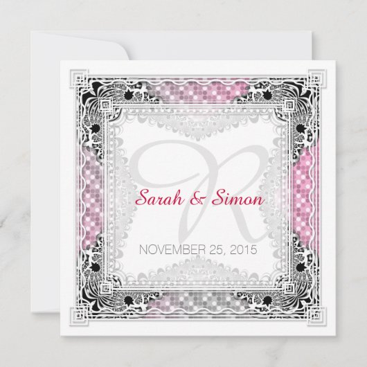 Pink Grey Bokeh Tribal Wedding Invitations Kaart (Voorkant)