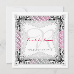 Pink Grey Bokeh Tribal Wedding Invitations Kaart