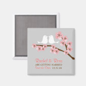 Pink & Grey Cherry Blossom Spring Save the Date Magneet (Voorkant / Achterkant)