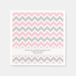 Pink Grey Chevron Baby shower VOEG UW TEKST TOE Servet