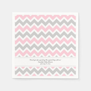 Pink Grey Chevron Baby shower VOEG UW TEKST TOE Servet
