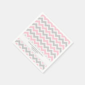 Pink Grey Chevron Baby shower VOEG UW TEKST TOE Servet (Hoek)