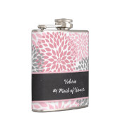 Pink Grey Dahlia Maid of Honor bruiloft party gift Heupfles (Rechts)