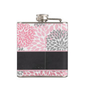 Pink Grey Dahlia Maid of Honor bruiloft party gift Heupfles (Achterkant)