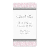 Pink Grey Damask Wedding Labels (Voorkant)