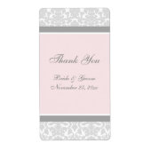 Pink Grey Damask Wedding Labels (Voorkant)