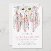 Pink Grey Dream Catcher Floral Feathers Arrows Kaart (Voorkant)