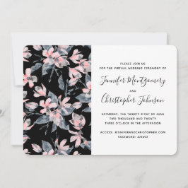 Pink & Grey Floral Waterverf Patroon Virtueel Kaart