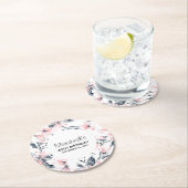 Pink & Grey Floral Waterverf Pattern Birthday Ronde Kartonnen Onderzetter (Insitu)