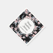 Pink & Grey Floral Waterverf Pattern Birthday Servet (Hoek)