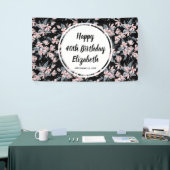 Pink & Grey Floral Waterverf Pattern Birthday Spandoek (Beurs)